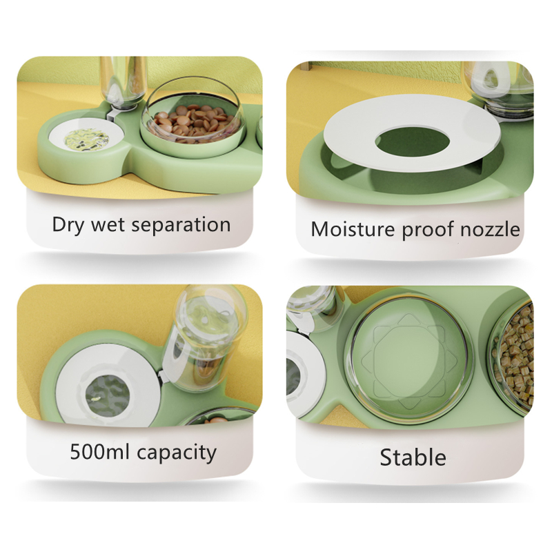 Pet Cat Bowl Automatic Feeder Dog Cat Food Bowl With Water Fountain Double Bowl Drinking Raised Stand Dish Bowls For Cats