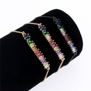 Colorful Cubic Zirconia Rainbow Bracelet for Women Gold Bracelets & Bangles Crystal Charm Jewelry Gift MBR190052