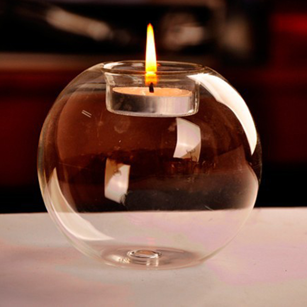 Europe Style Round Hollow Crystal Glass Candle Holder Wedding Fine Transparent Crystal Candlestick Dining Room Home Decoration