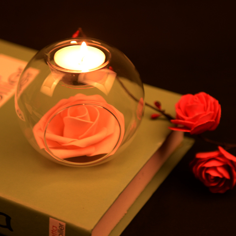 European Landscape Glass Vase Candle Holder Home Decoration Candle Holder Elegant Transparent Wax Table Warm Romantic