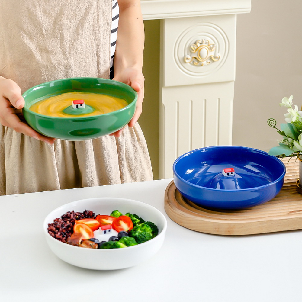 Nordic Ceramic Handmade 3D Small House Love Pattern Dessert Dish Creative Dinner Plates Tableware Household Snack Salad Plate