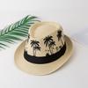 Palm Tree Jazz Hat Sun Protection Unisex Short Brim Straw Hat Shade Breathable Beach Hat Men Summer Cap