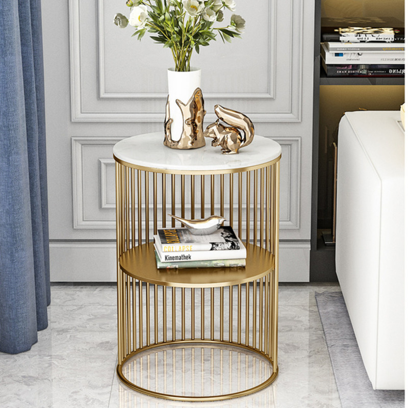 Creative Double Layer Coffee Tables Iron Frame Living Room Furniture Multifunctional Side Table Rugged Durable Bedside Cabinet