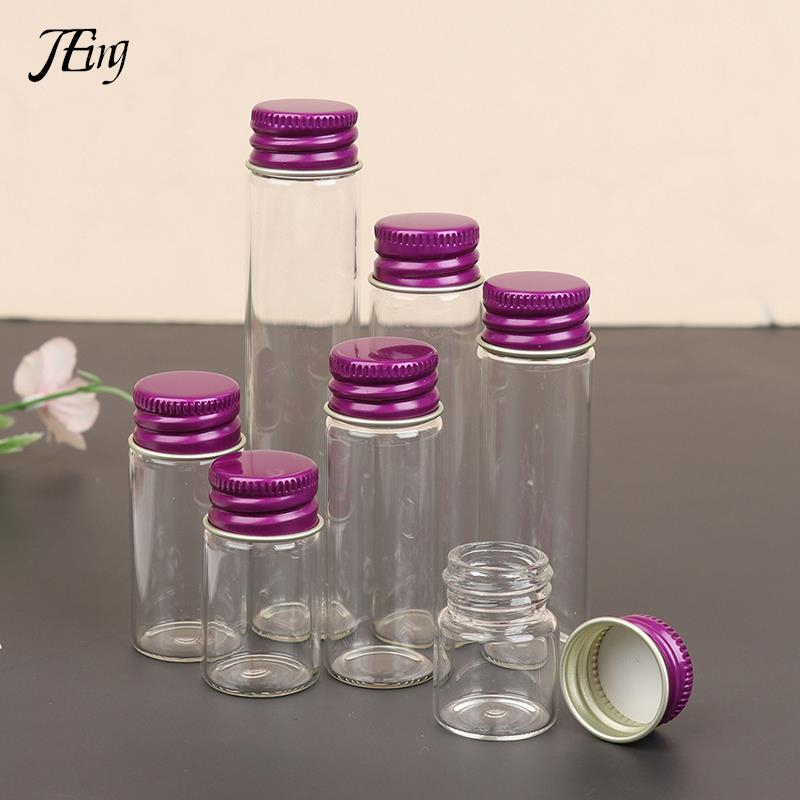 10PCS/lot 5/7/10/14/18/20/26ML Tiny Glass Jars Bottles Screw Cap Storage Jar Mini Containers GLASS Transparent Vial Bottles