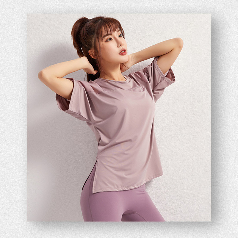 Summer Fitness Sports T-shirt Tops Women Outdoor Sports Loose Short Sleeve Stitching Gym Running Female Quick Drying Breathable