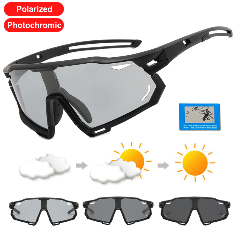 Photochromic Sports Glasses Men&#39;s And Women&#39;s Polarized Bike Eyewear Mountain MTB Cycling UV400 Sunglasses Bicycle Road Goggles