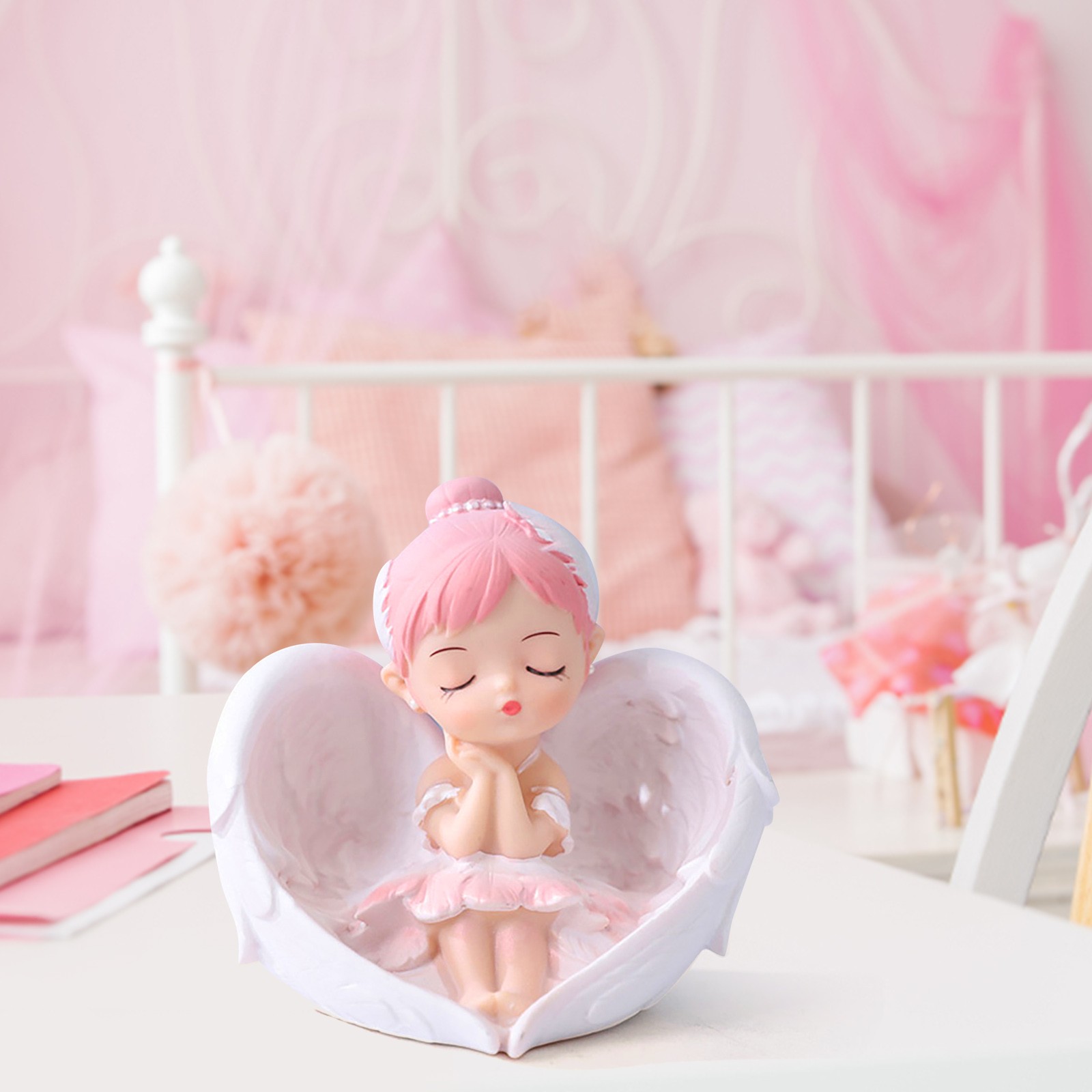 2023 Hot Figurines Ballerina Shell Angel Statue Cute Decorative Desktop Decor Miniatures Resin Desk Decor Themed Bedroom Decor 