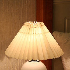 Nordic Pleated Table Lamp DIY Ceramic Timer Dimming Table Lamp USB Bedroom Bedside Three-Color Dimming Night Light Home Decor