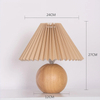 Vintage Pleated Table Lamp with LED E27 Tricolored Bulb Ceramic Base AU US EU UK Plug Cute Decorative Night Light for Bedroom