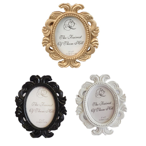 Floral Photo Frame Elliptical Picture Frame Small Baroque Photo Holder Desktop Picture Frame Wedding Decor Wedding Gift 3 Colors