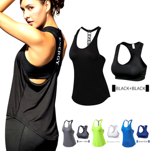 15% spandex Fitness Sports Yoga Shirt Quickly Dry Sleeveless Running Vest Workout Crop Top Female T-shirt
