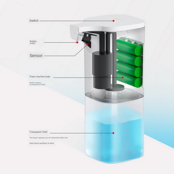 No Touch Transparent Plastic Bottle Auto Hand Wash Automatic Foam Induction Soap Dispenser 