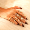  Bohemian Gold Virgin Mary Heart Flower Kunckle Midi Ring Set for Women