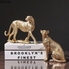 Golden Leopard Statue Nordic Living Room Decoration Desktop Animal Figurine Resin Ornaments 