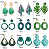 Fashion Statement Earrings Vintage Green Resin Leaf Earrings For Women 2021 Trend Gold Geometric Hanging Earrings Female Jewelry