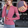 Women&#39;s Long Sleeves Sports Running Shirt Breathable Gym Workout Top Women&#39;s Yoga Jackets with Zipper with Finger Holes