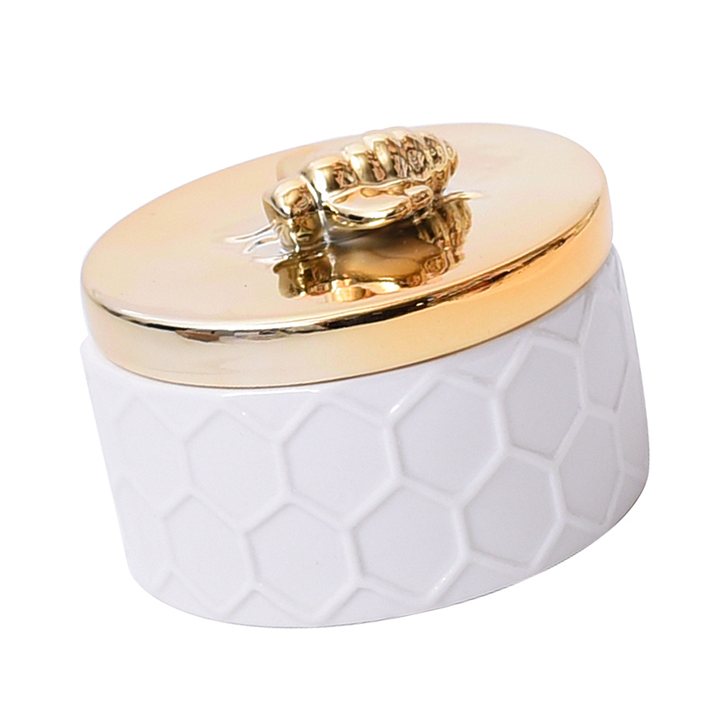 Jewelry Box Girls Room Accessories Ceramics Bee Lid Cute Bee Insect Display Storage Box for Ring Earring Necklace
