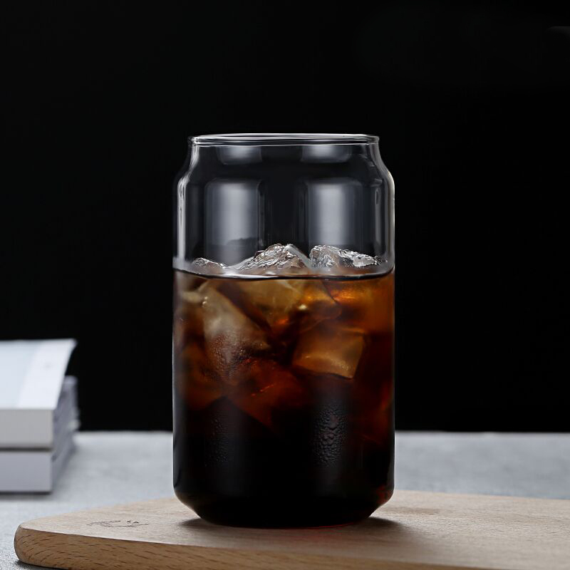 Creative Can Shape Tea Juice Milk Glass Cup With Bamboo Lid Coffee Mug Glass Drink Cup High Borosilicate Glass Drinkware Durable