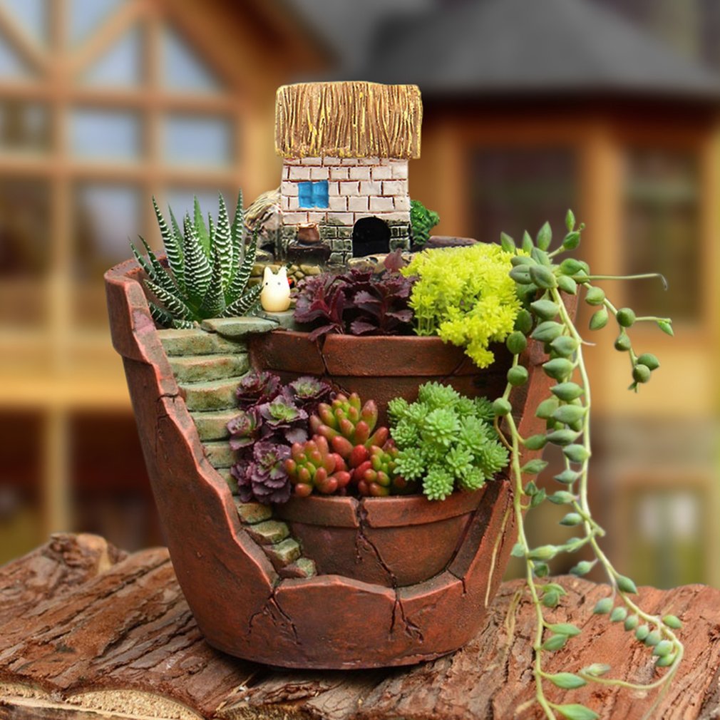 Plants Pot With City Of Sky Flowerpot Combination Resin Succulent Plant Pot Planting Trough Bed Flower Basket Planter Pot