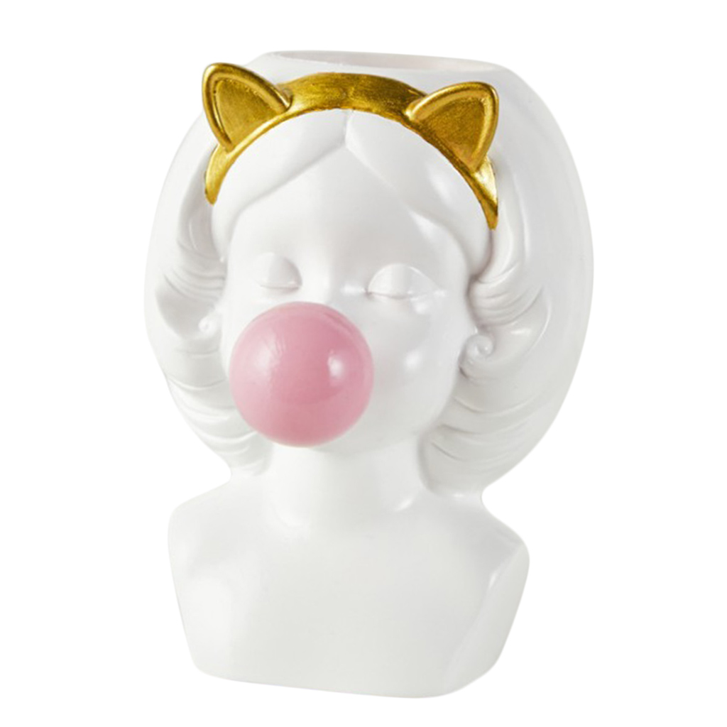 Cute Girl Blowing Bubbles Succulent Planters Vinyl Flower Pot for Home Tabletop Decor Resin Succulent Planter Pot