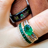 Fashion Black Tungsten Wedding Celtic Dragon Rings For Men Inlaid Green Zircon Punk Men Stainless Steel Green Carbon Fibre Ring