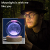 60MM80MM 3D Crystal Moon Ball Night Light Glass Sphere Snow Globe Engraved Solar System Galaxy Moon Home Decor Astronomy Gift