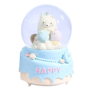 Cute Bear Luminous Snow Globe with Music Crystal Ball Sphere Glass Ball Office Home Decor Craft Kids Birthday Christmas Gift