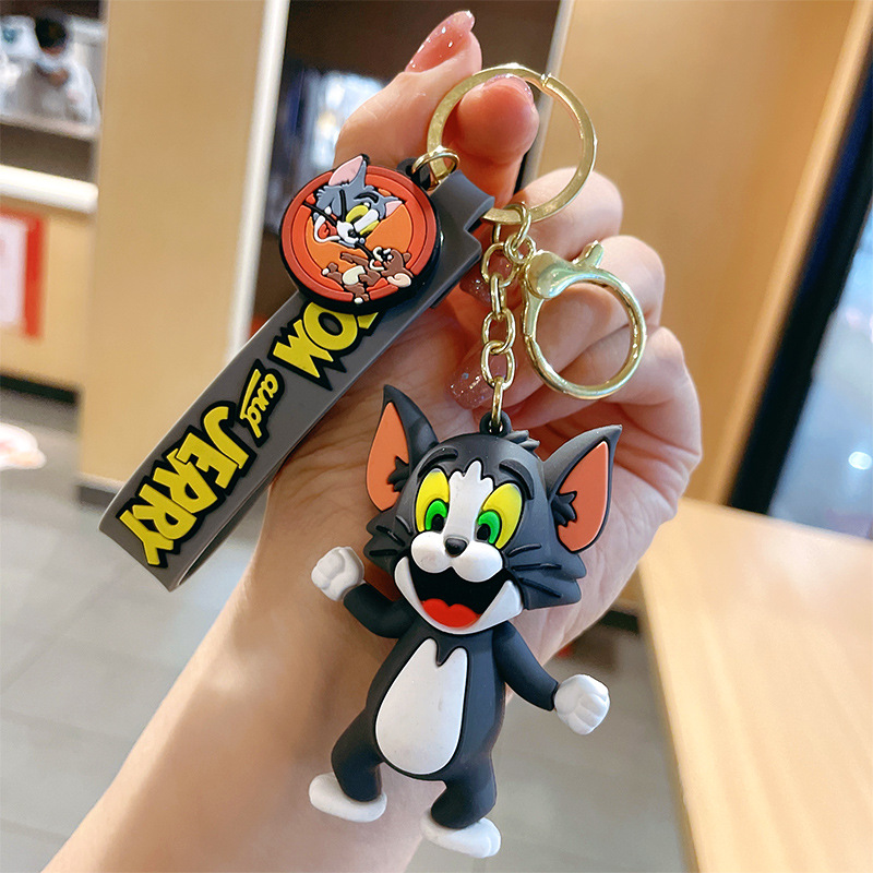 Car Key Chain Tom Cute Anime Cartoon Pendant Doll Bag Pendant Keychain for Girls Figures Accessories