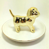 Golden Leaf Shape Trinket Dish for Ceramic Key Jewelry Plate