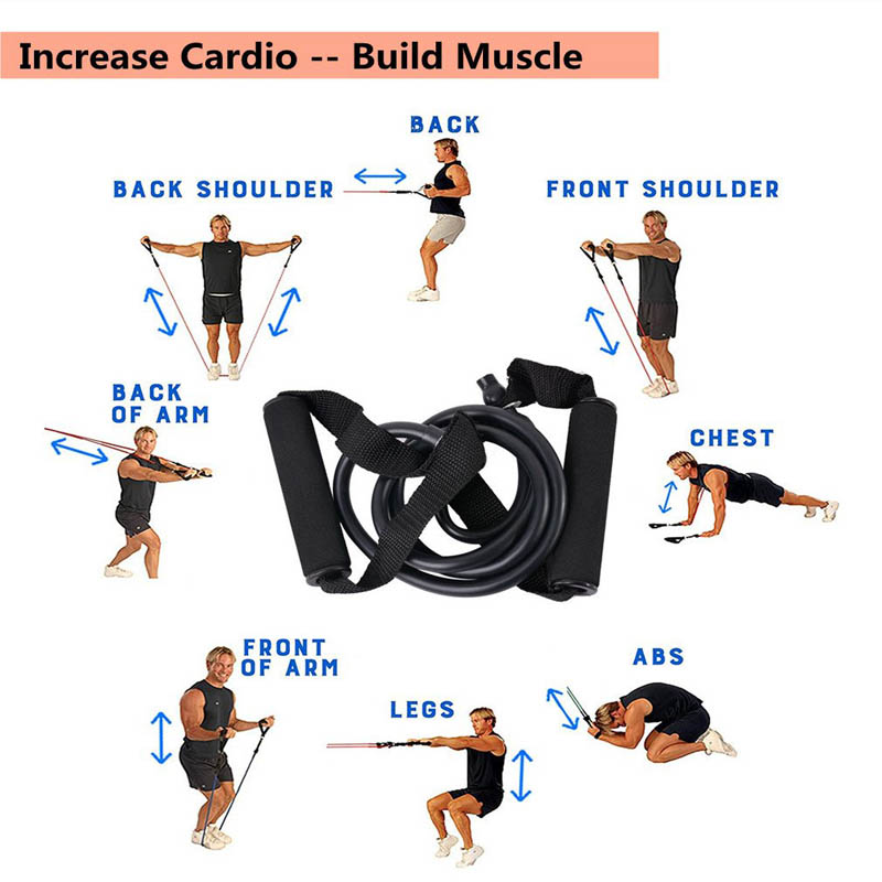 5 Levels Resistance Bands with Handles Yoga Pull Rope Elastic Fitness Exercise Tube Band for Home Workouts Strength Training