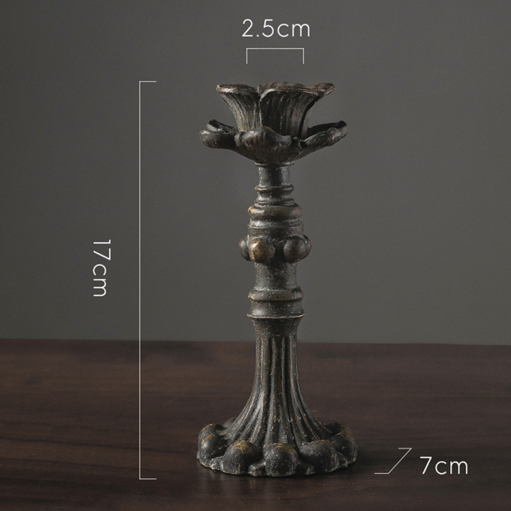 Antique Candlestick Resin Candle Accessory Retro Candle Holder French Candle Sconce Nostalgic Candlestick