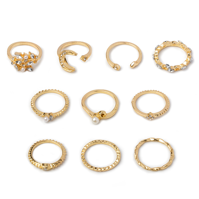 Moon Star Matching Rings for Women Anillos Mujer Gold Ring Set