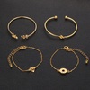 4pcs/Set Fashion Bohemia Leaf Knot Hand Cuff Link Chain Charm Bracelet Bangle for Women Gold Bracelets Femme Jewelry 6115