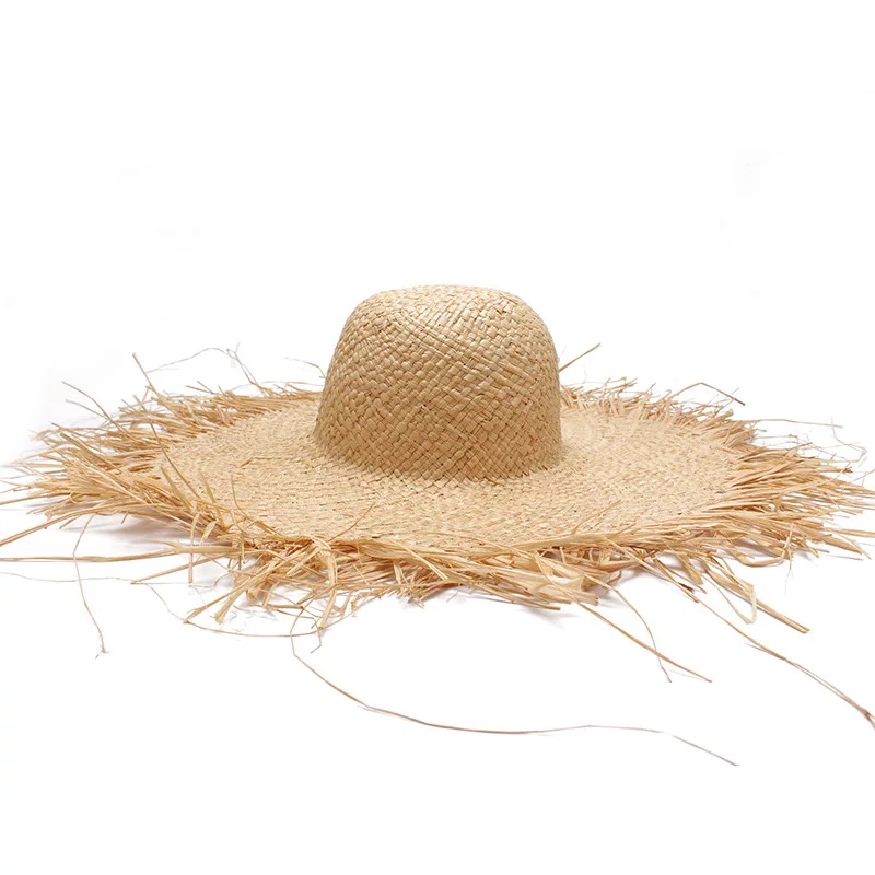 NEW Handmade Women Straw Sun Hats Large Wide Brim Gilrs High Quality Natural Raffia Panama Beach Straw Sun Caps For Holiday