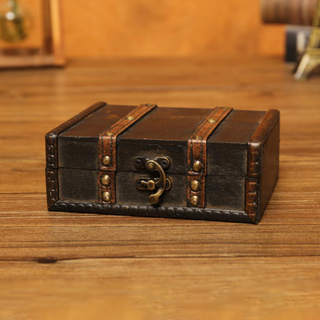  Wooden Vintage Lock Treasure Chest Jewelry Storage Box Case Organizer Large Capacity Retro Wood Bracelet Hair Clip Trinket Case