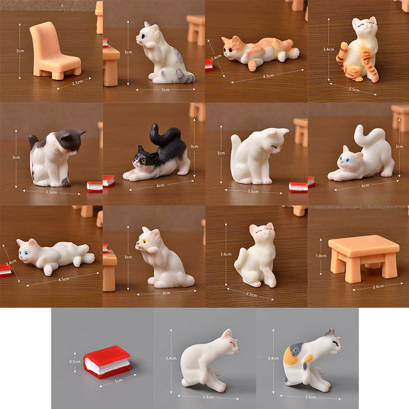 Cute Cat Stool Ornament For Kids Children Baby Garden Kitten Ornament Gift Room Decoration Toy Miniature Figurines Home Decor