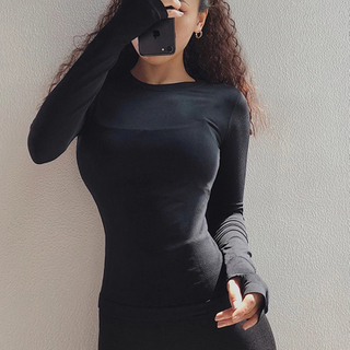 Sexy Women Solid Printing Sport Shirts Solid Color High Elastic Gym Yoga Top Running Breathable Long sleeve T-Shirts