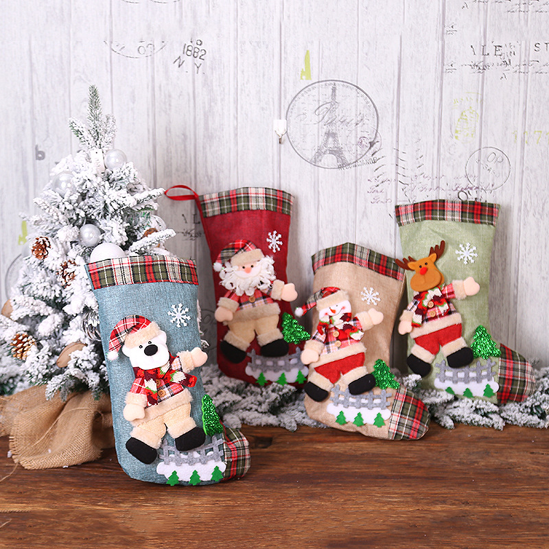 Christmas Stocking Candy Bag For Xmas Tree Ornament Christmas Decorations