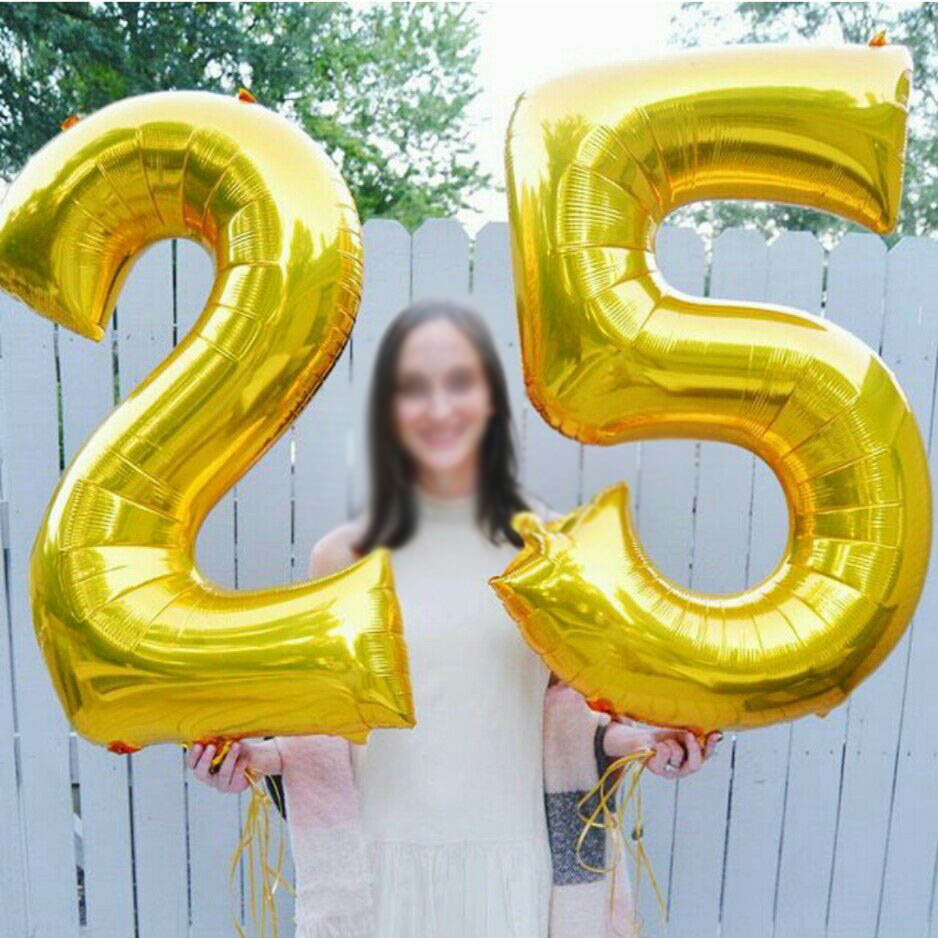 16/32inch Number Aluminum Foil Balloons Rose Gold Silver Digit Figure Balloon 
