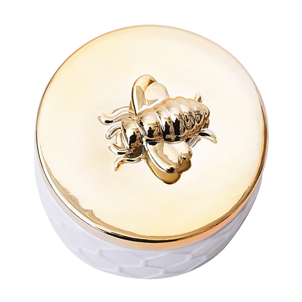 Jewelry Box Girls Room Accessories Ceramics Bee Lid Cute Bee Insect Display Storage Box for Ring Earring Necklace