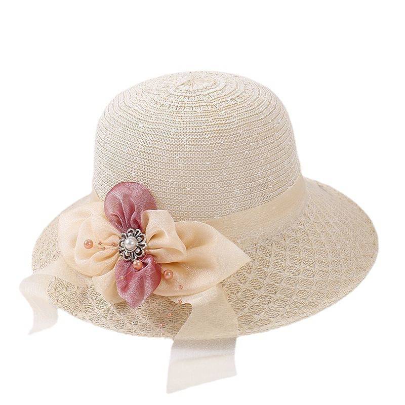 Fisherman Straw Bow Hat Women Sunscreen Sweet Summer Vacation Casual Holiday Women Girls Fashion Bucket Beach Hat
