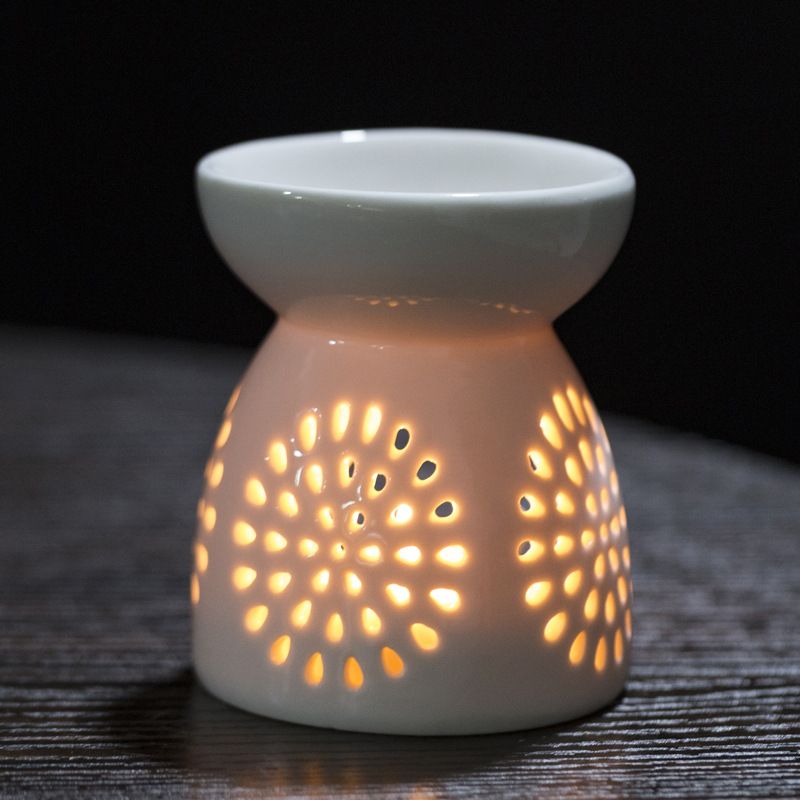 Household Ceramic White Oil Burner Melt Warmer Diffuser Candle Room Decor Holder