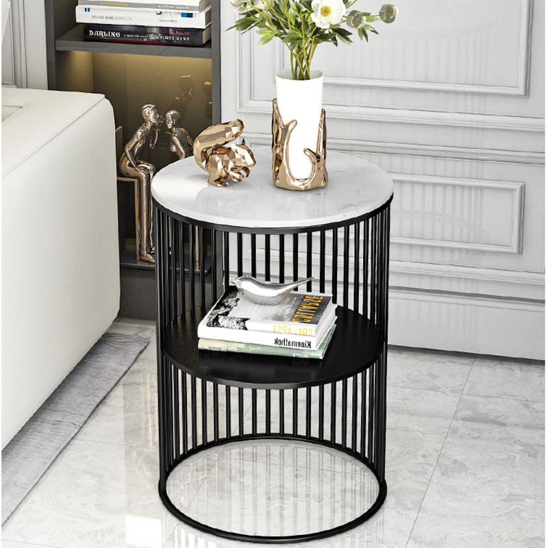 Creative Double Layer Coffee Tables Iron Frame Living Room Furniture Multifunctional Side Table Rugged Durable Bedside Cabinet