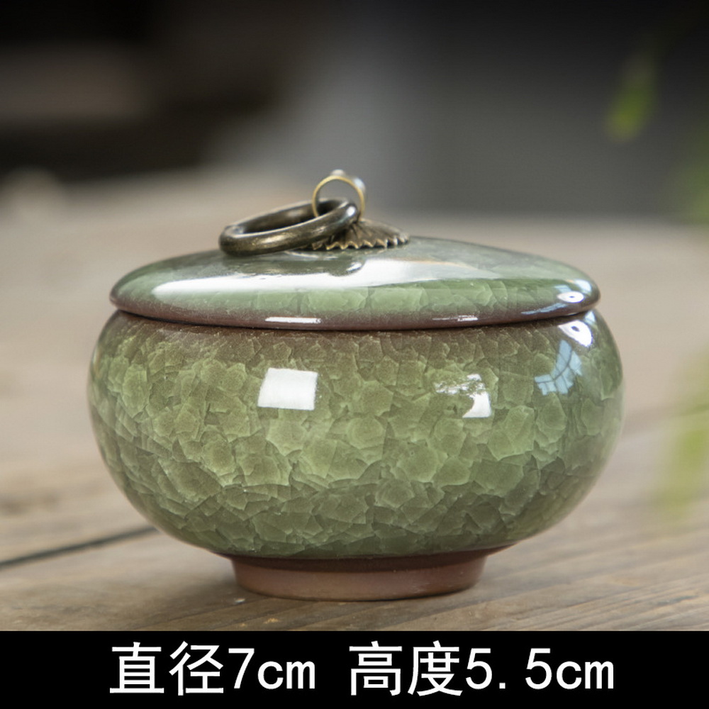 Creative Crack Ceramic Mini Tea Caddy Household Portable Storage Jar with Lid Cosmetic Jewelry Storage Box Gift Home Decoration