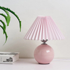 Vintage Pleated Table Lamp with LED E27 Tricolored Bulb Ceramic Base AU US EU UK Plug Cute Decorative Night Light for Bedroom