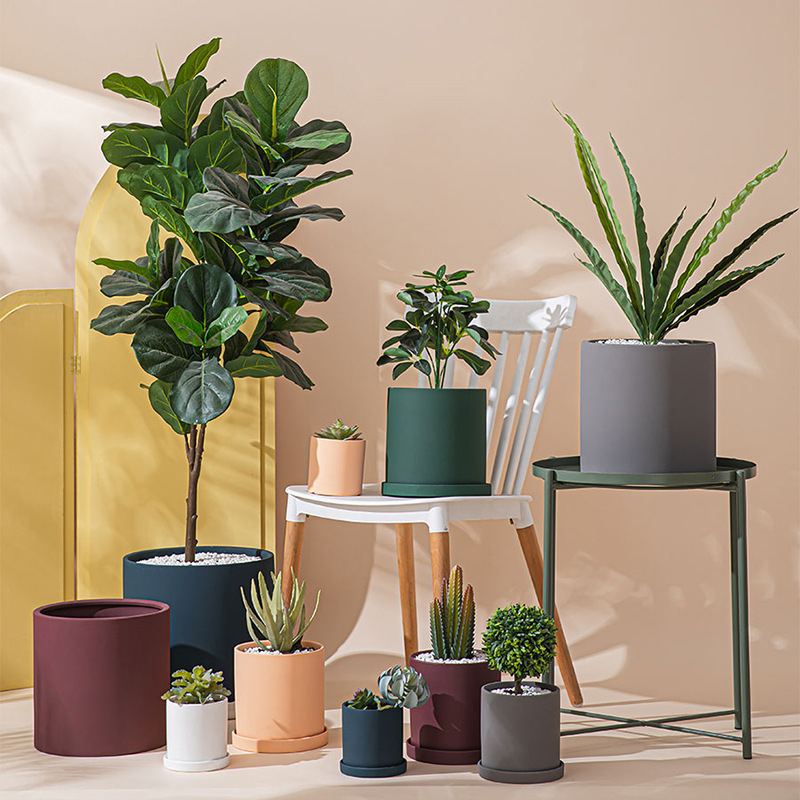Ceramic Plant Pot with Saucer Modern Indoor Outdoor Flower Pot Home Decor Ceramic Planter Nordic Plant Pot with Tray