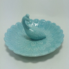 Light Gray Ring Holder Trinket Jewelry Kitchen Dresser Rectangular Embossed Flowers Porcelain Ceramic Dishes Tray Dessert Plate