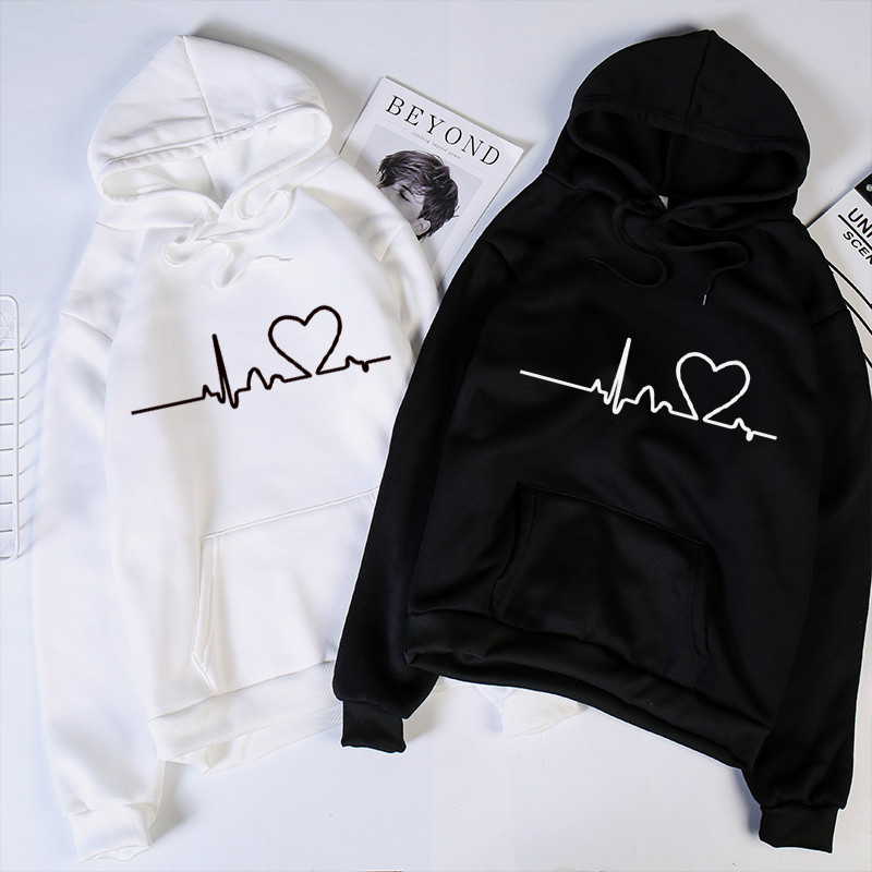 Women Hoodies Casual Harajuku Love Printed Hoodie Autumn Winter Female Hoodies