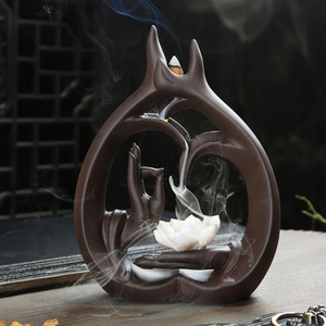 With 10pcs Incense Cones Buddha's-hand Backflow Incense Burner Incense Stick Censer Home Decoration