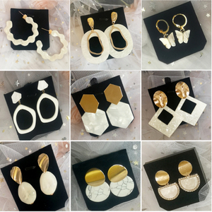 Fashion Statement Earrings Simple White Resin Metal Stud Earrings For Women Trend Gold Geometric Hanging Earrings Female Jewelry